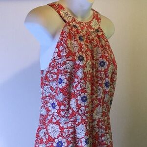 Loft Sleeveless Red Floral SummerJumpsuit Size 6P